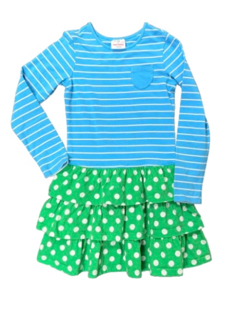 Hanna Andersson Girls Size 130 / US 8 Striped Polka Dot Ruffle Dress